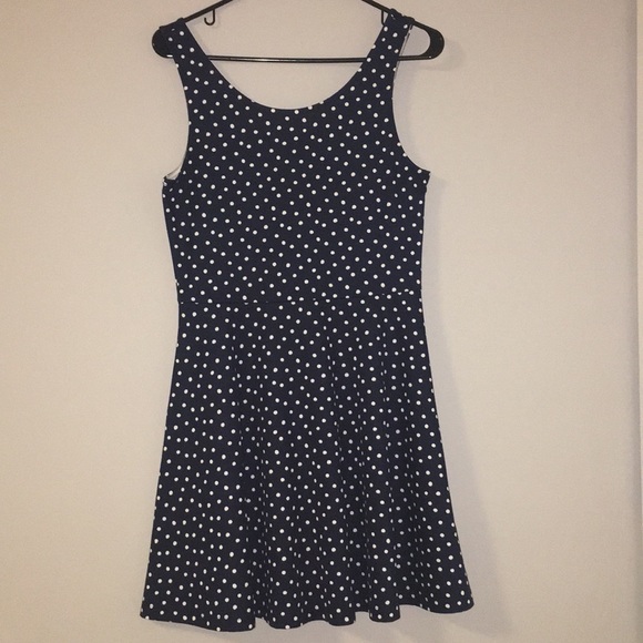 H&M Dresses & Skirts - Navy dress with white polka dots
